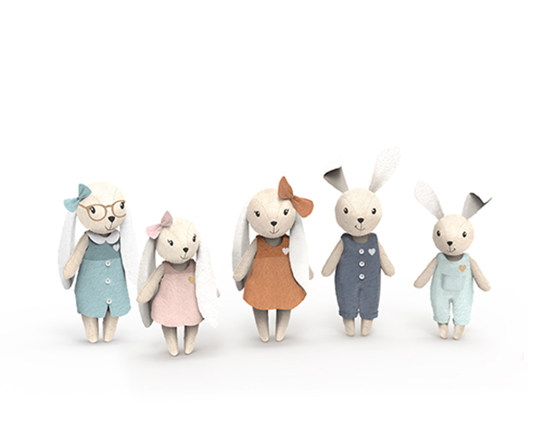 Rabbit Family of 4 Characters de Speedy Monkey