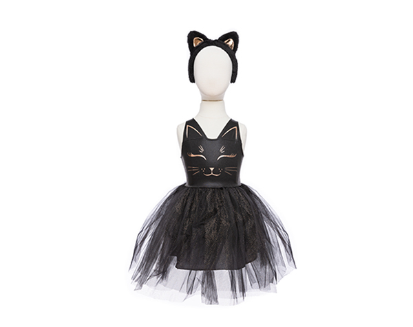 Black Cat Dress and Headpiece, Size 3-4 de GP Novedades
