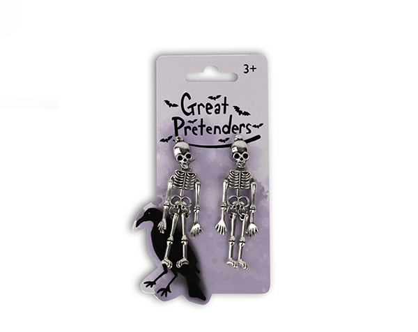 Spooky Scary Skeleton Clip On Earrings de GP Halloween