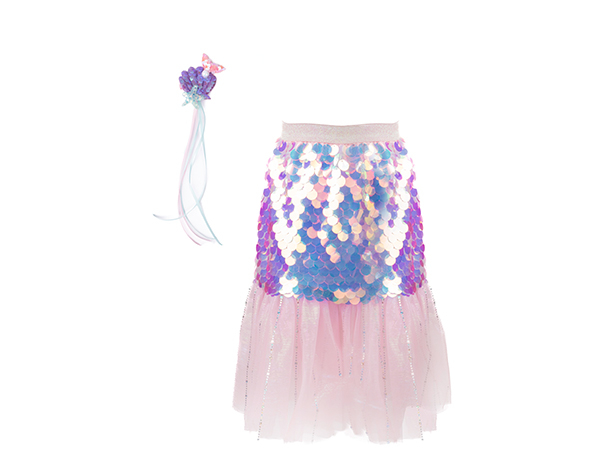 Bling Bling Mermaid Skirt & Hairclip Set Pink, Size 4-6 de GP Novedades