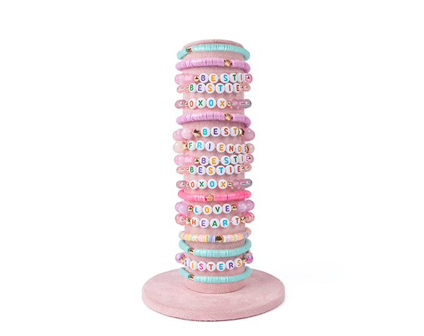 Pastel Concert Tour Bracelets with Velvet Display, 24 pcs, Assorted de GP Novedades