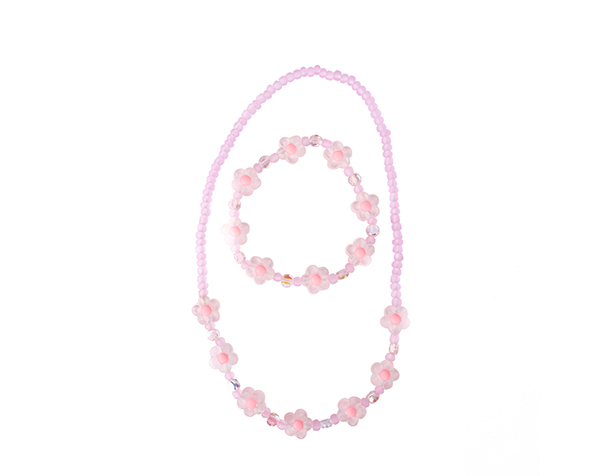 Pink Crystal Blooms Necklace & Bracelet Set, 2 pcs de GP Novedades