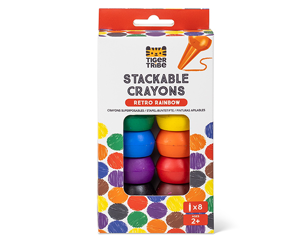 Stackable Crayons Retro Rainbow (Set de 12 pc) de Tigertribe Papeleria